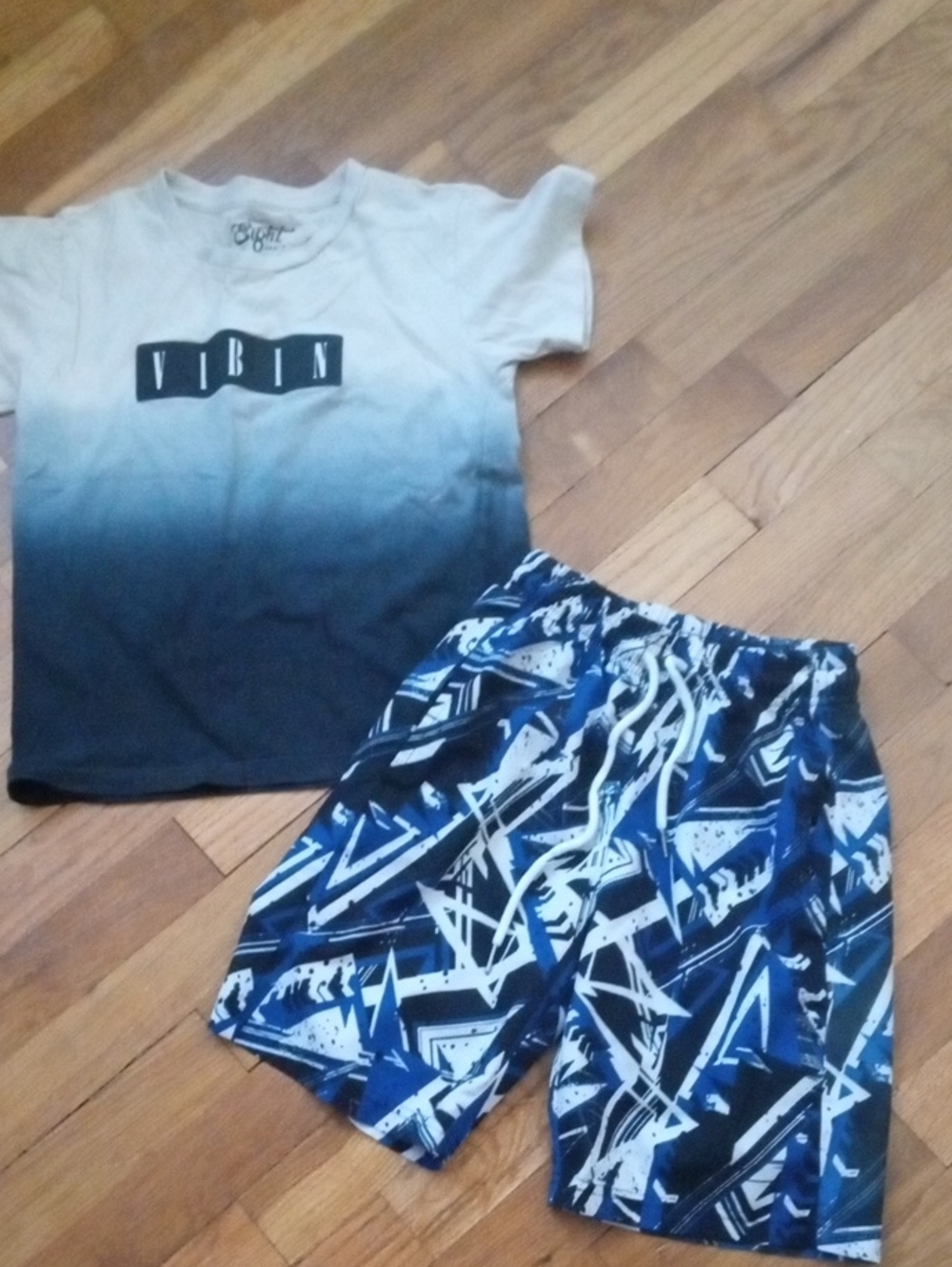 Vibin Ombre Tee & Blue Graphic Shorts Set boys 7